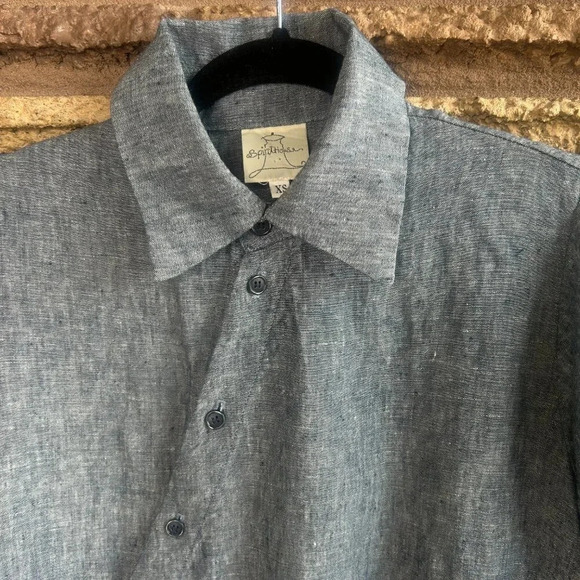 Spirithouse Denim Chambray 100% Linen Asymmetrical Tunic Blouse Size XS - Picture 7 of 8
